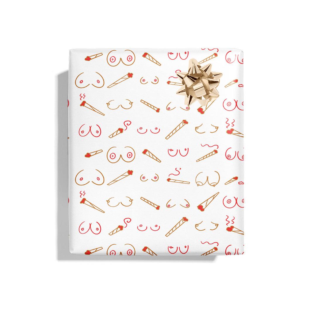 Doobies and Boobies Naughty Wrapping Paper • Novelty Gift Wrap