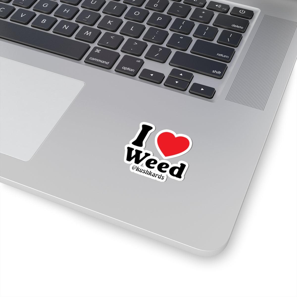 I Love Weed Kiss-Cut Stickers