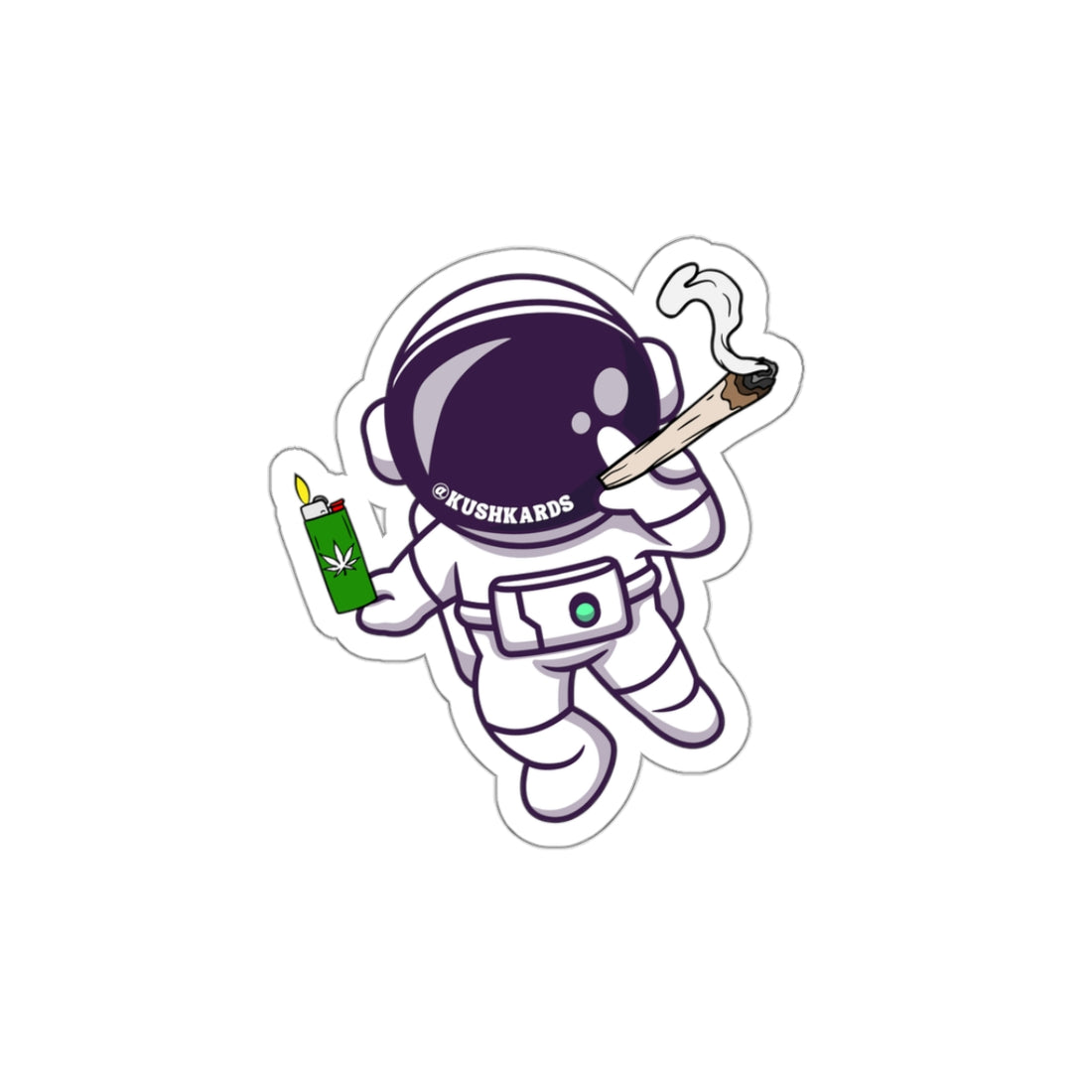 Space Toker Astronaut Sticker featuring an astronaut enjoying a joint while floating in space, designed by Kushkards.Space Toker Astronaut Sticker featuring an astronaut enjoying a joint while floating in space, designed by Kushkards.