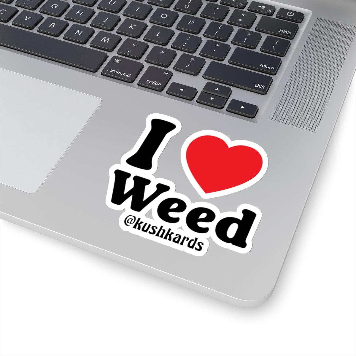 I Love Weed Kiss-Cut Stickers