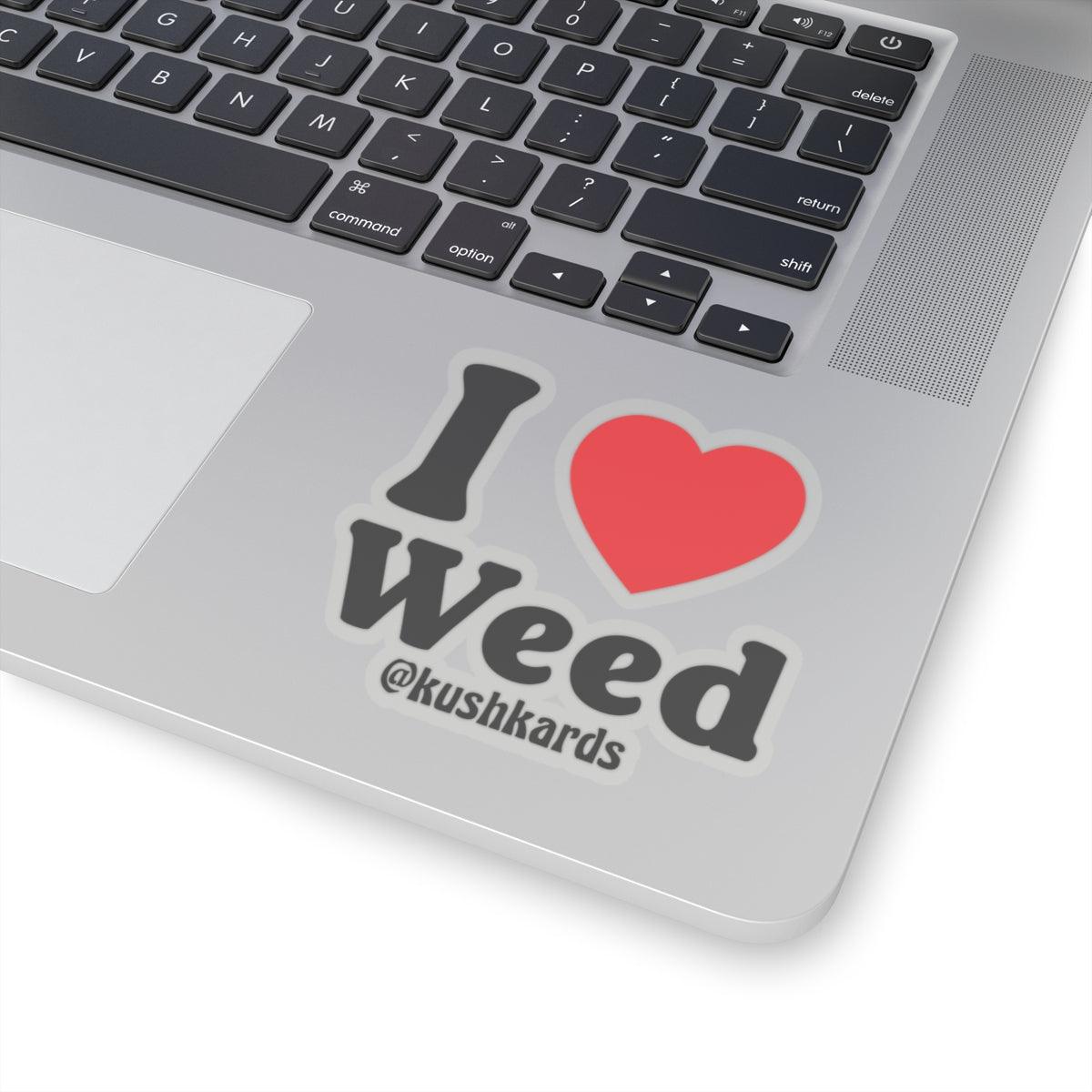 I Love Weed Kiss-Cut Stickers