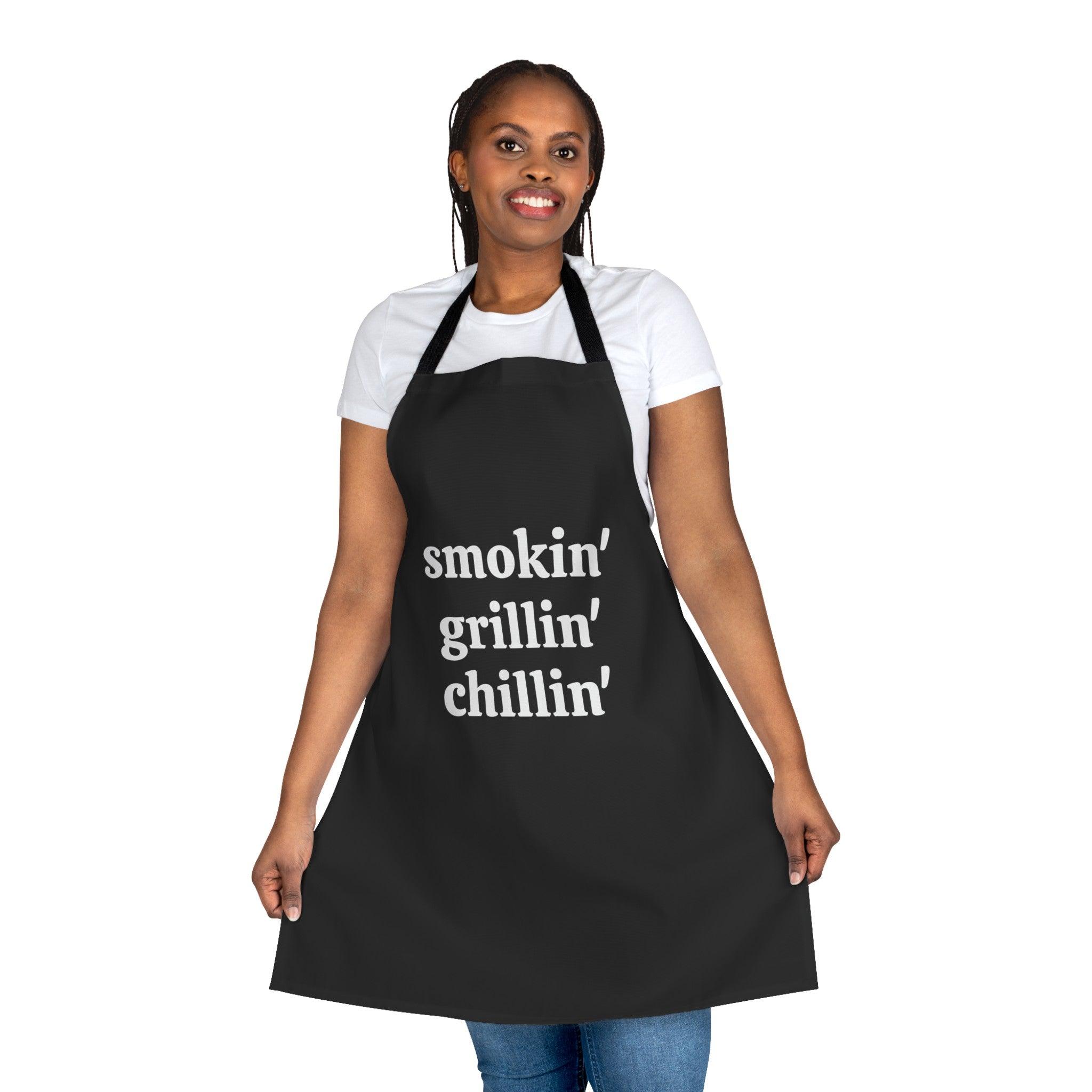 Smokin Grillin Chillin Apron, 5-Color Straps (AOP)