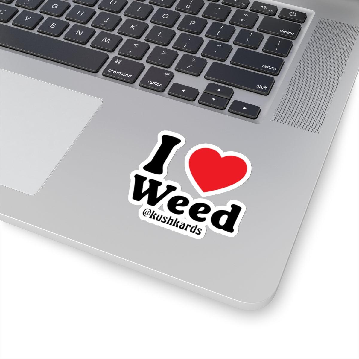 I Love Weed Kiss-Cut Stickers