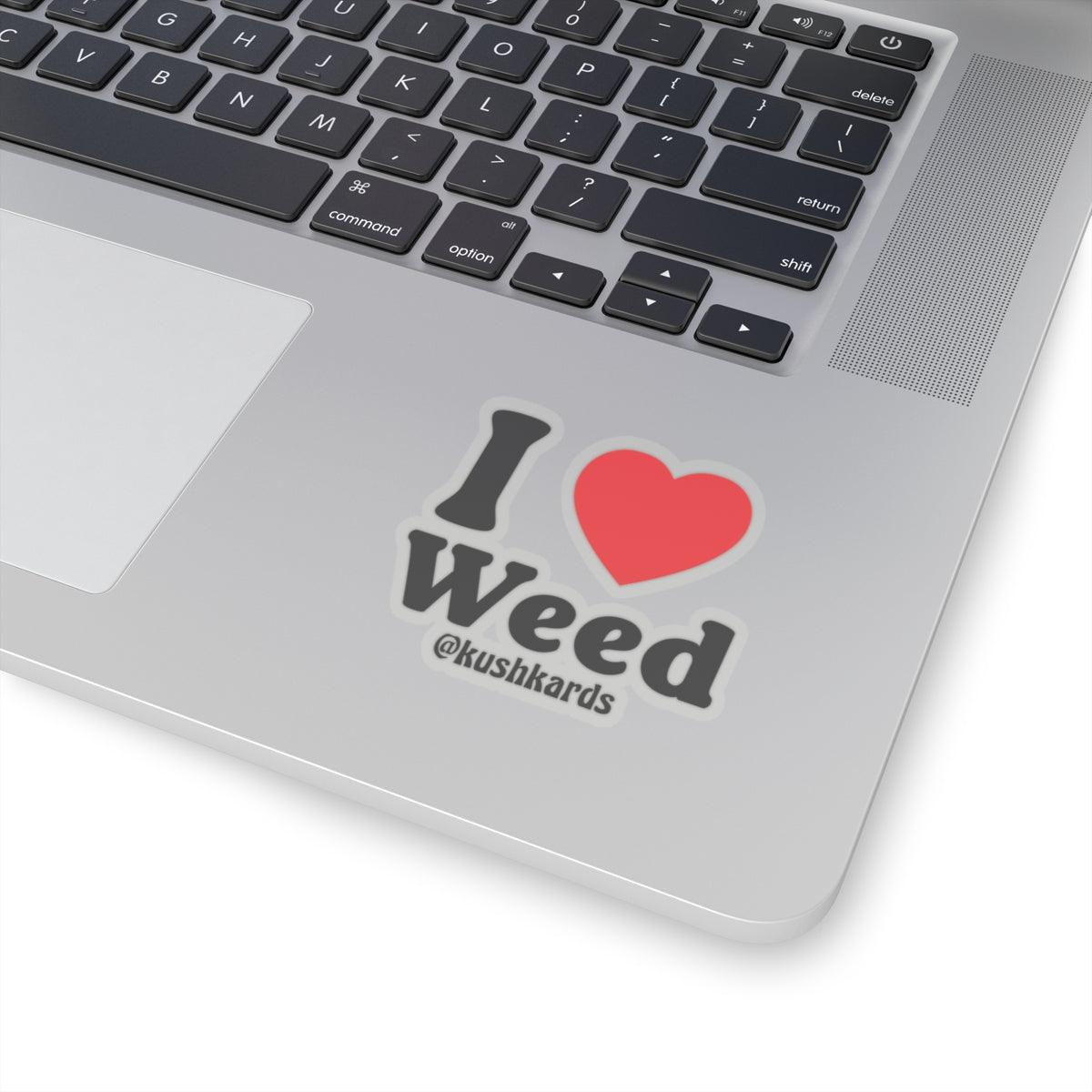 I Love Weed Kiss-Cut Stickers