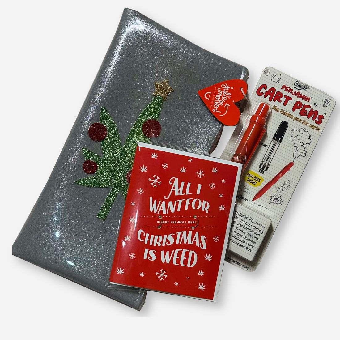 Canna Tree Gift Set Full Bundle: &quot;Canna Tree Gift Set featuring a silver sparkly clutch, &