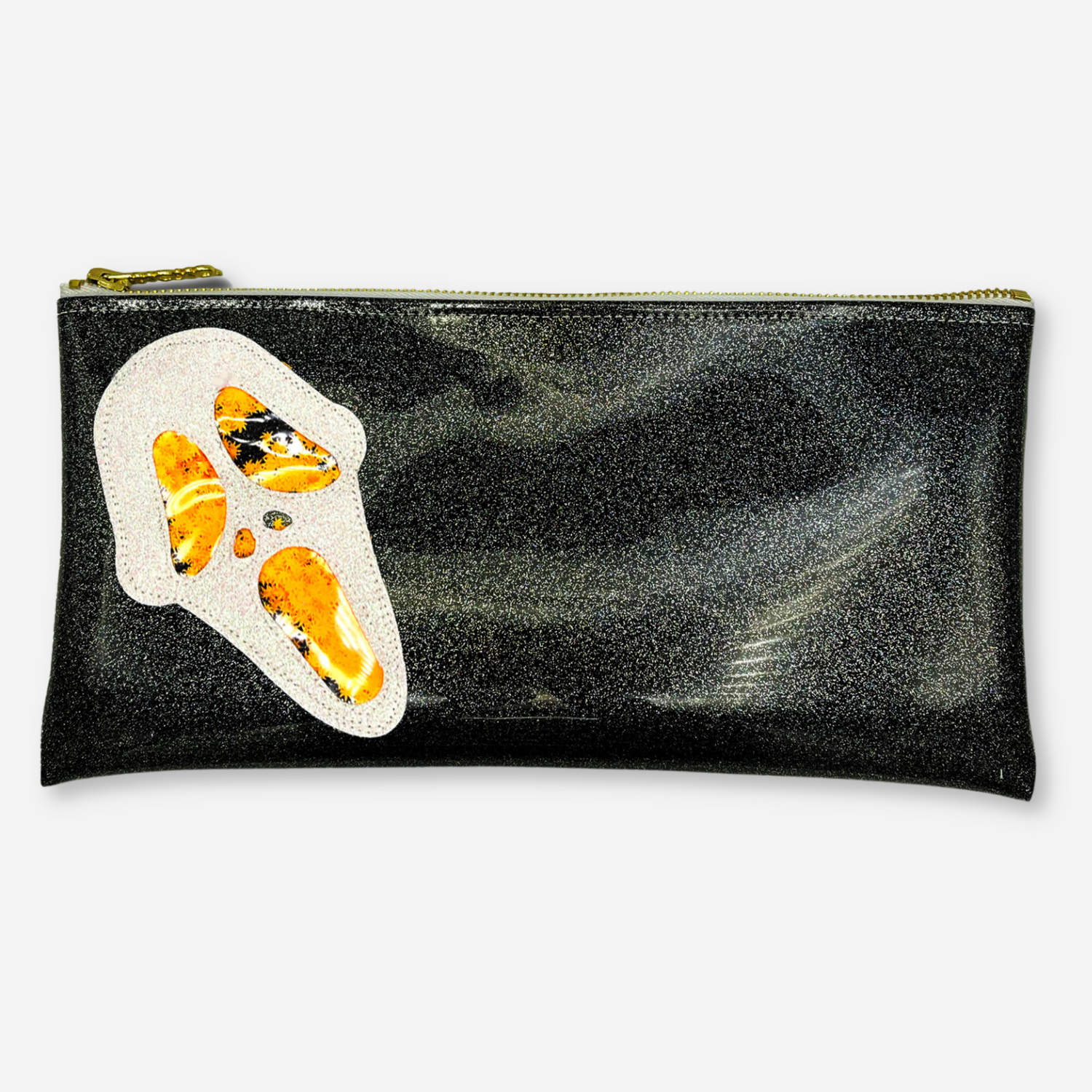 Classic Ghostface Handbag with orange glitter cannabis leaf for female ghostface costume