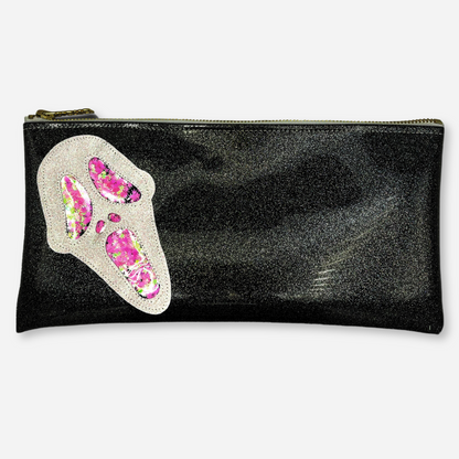 Classic Ghostface Handbag with pink glitter cannabis leaves for female ghostface costume