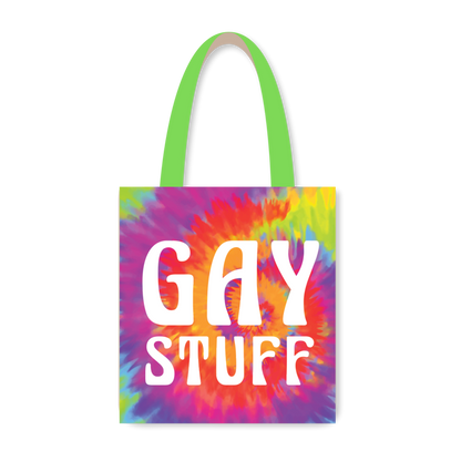 Gay Stuff Rainbow Tie Dye Reusable Shopping Tote Bag