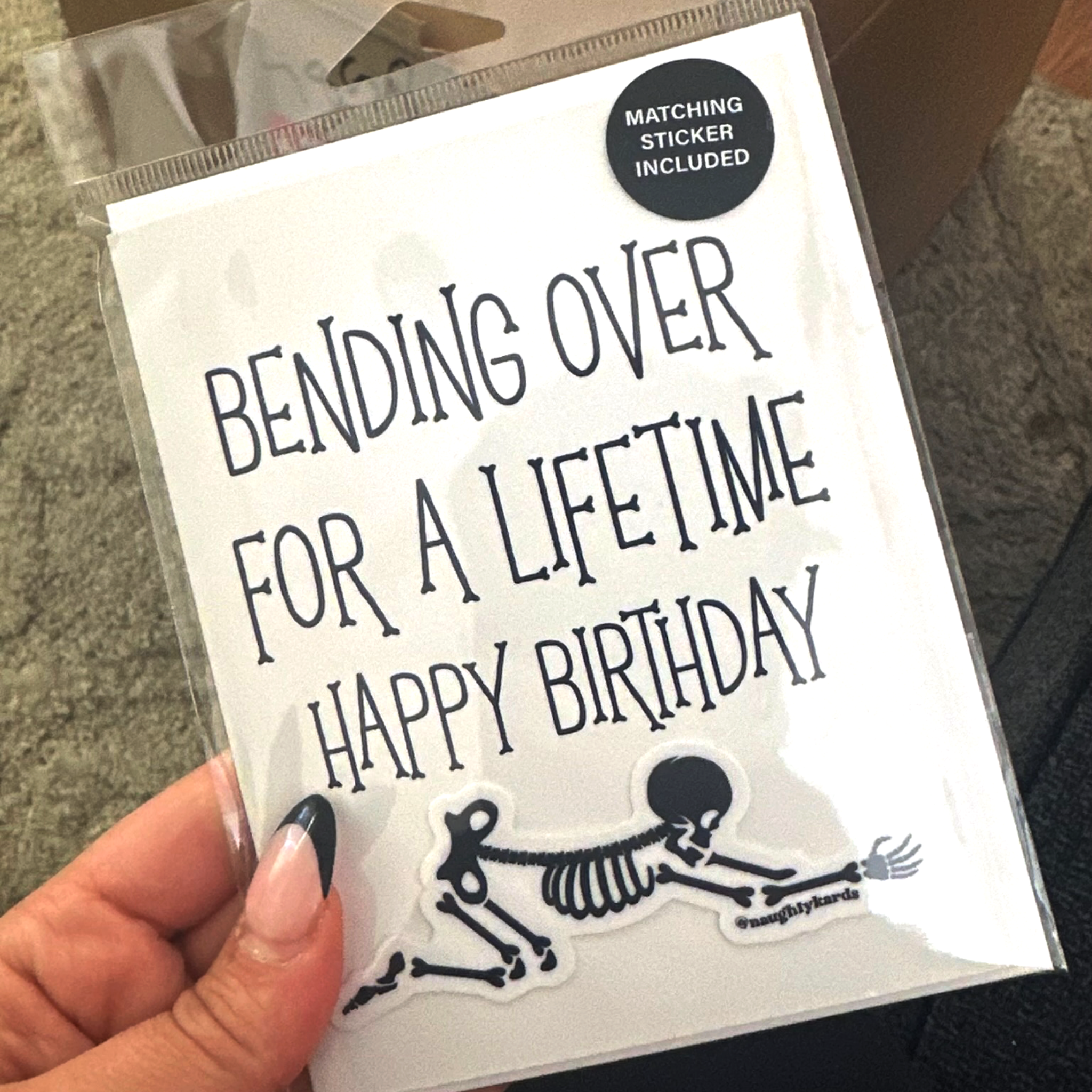 Bending Over Naughty Anniversary Card w/Matching Sticker