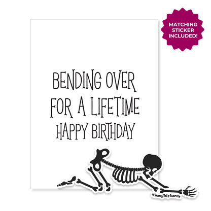 Bending Over Naughty Anniversary Card w/Matching Sticker