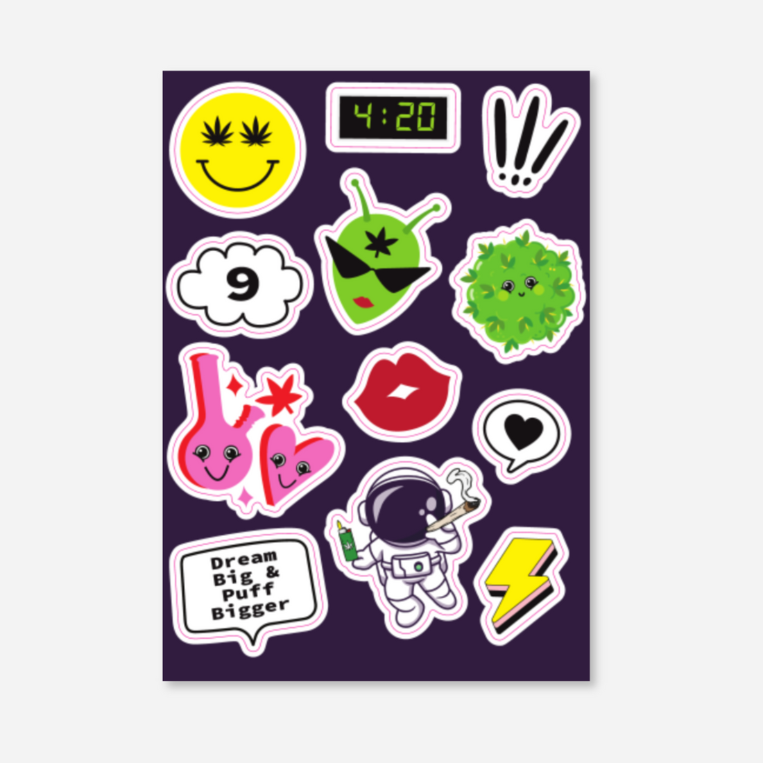 A colorful sticker sheet titled &