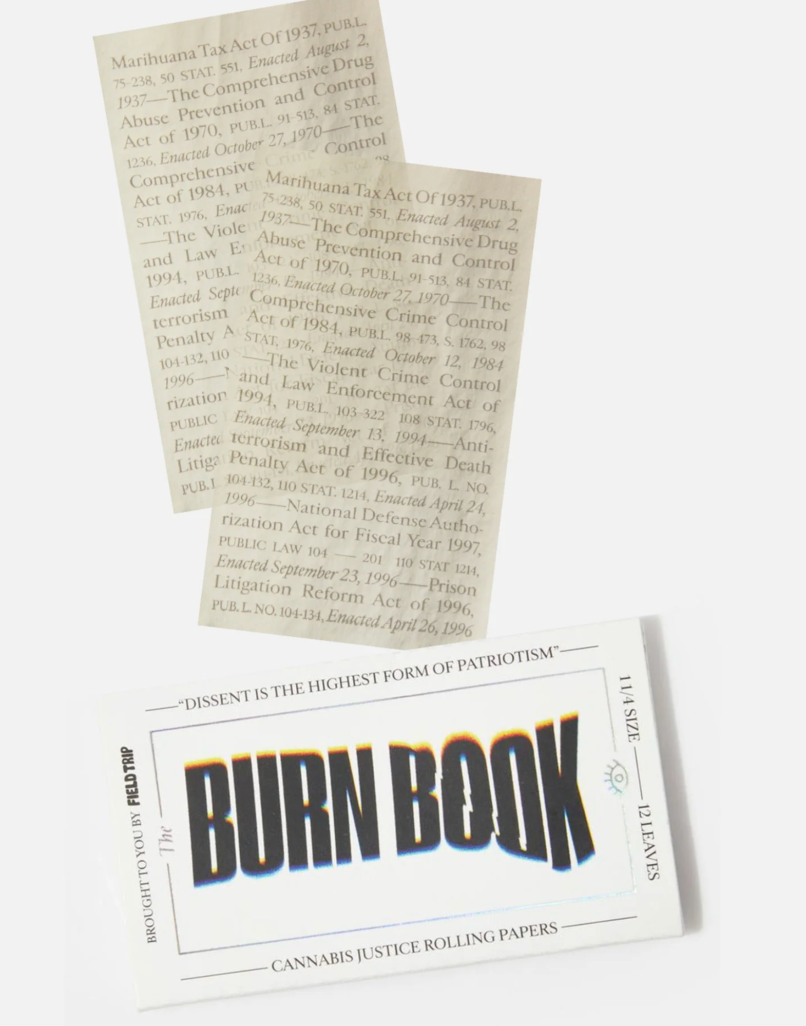 Burn Book Rolling Paper Packs from Field Trip Papers