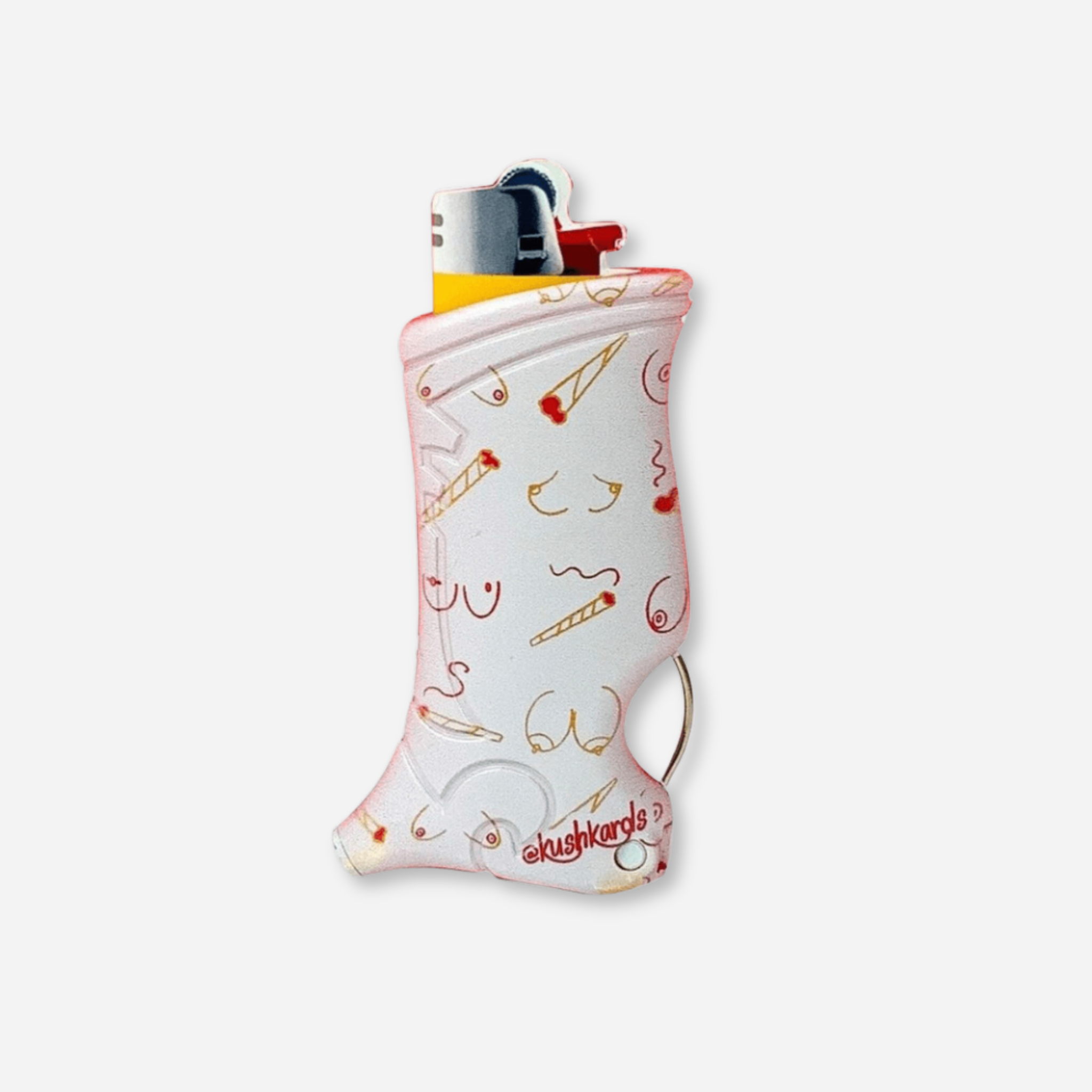 Quirky and functional Doobies &amp; Boobies Toker Poker Lighter Case, designed to keep your lighter and smoking tools in a humorous and convenient package.