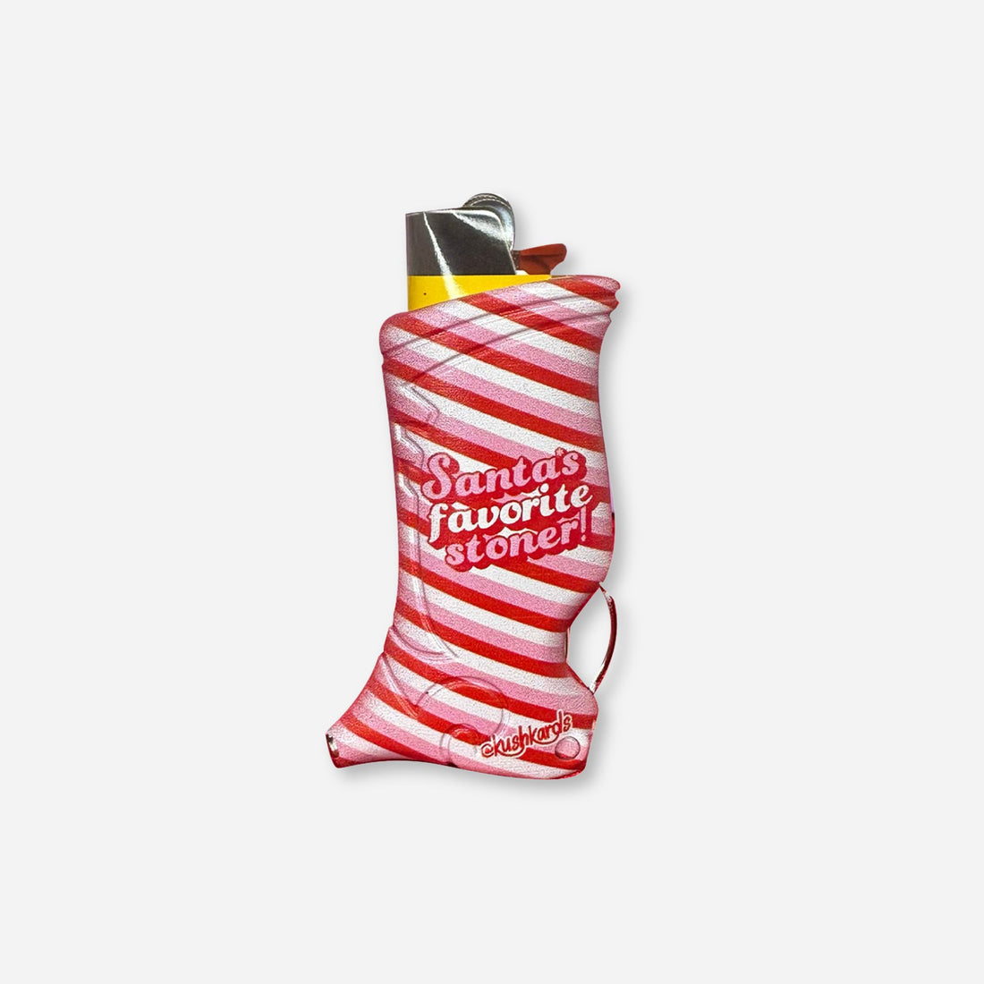 Santa’s Favorite Stoner Lighter Case: &quot;Candy-cane striped lighter case with &