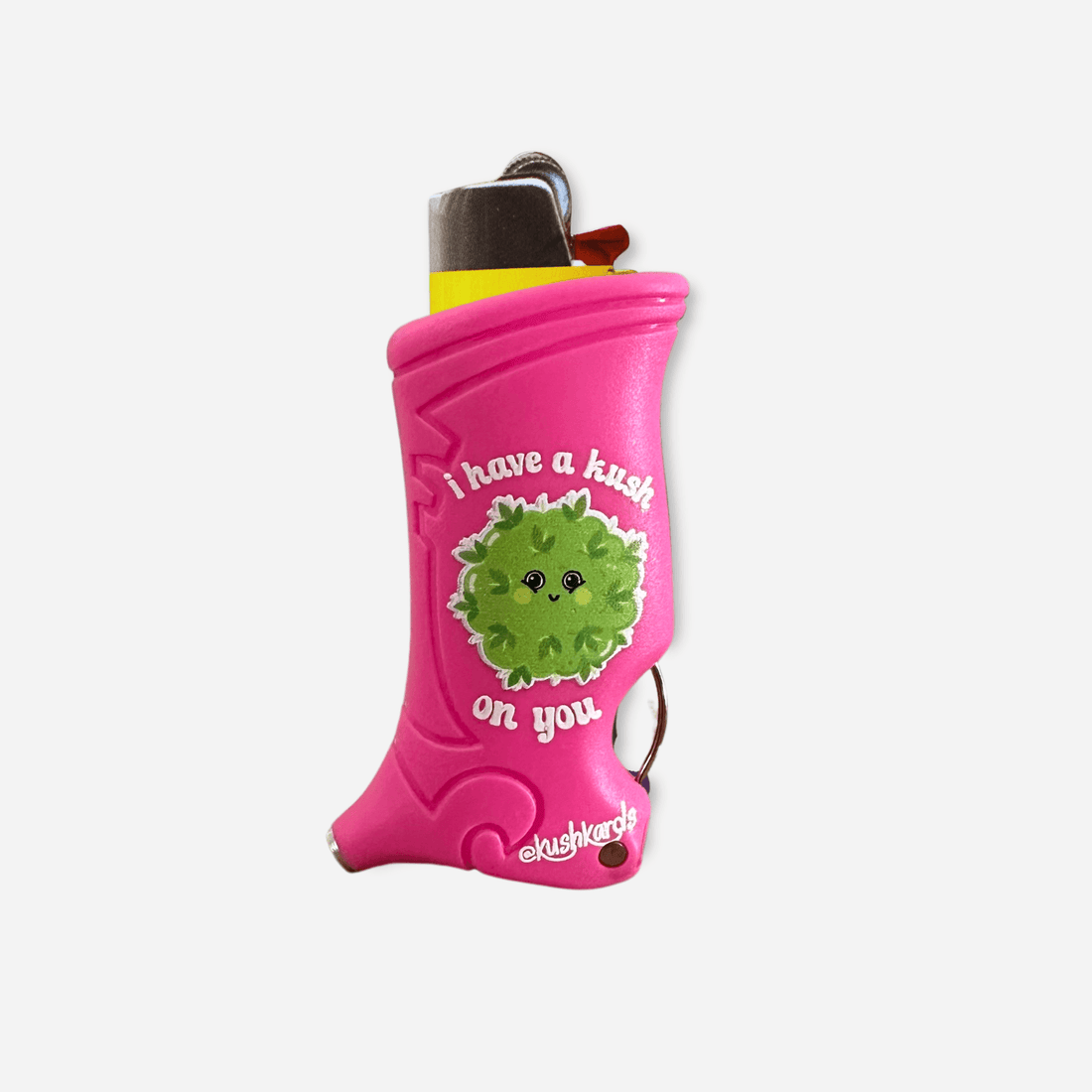 Our Kush On U Toker Poker is a hot pink lighter case with a cute bud on it that says &quot;I have a kush on you&quot;