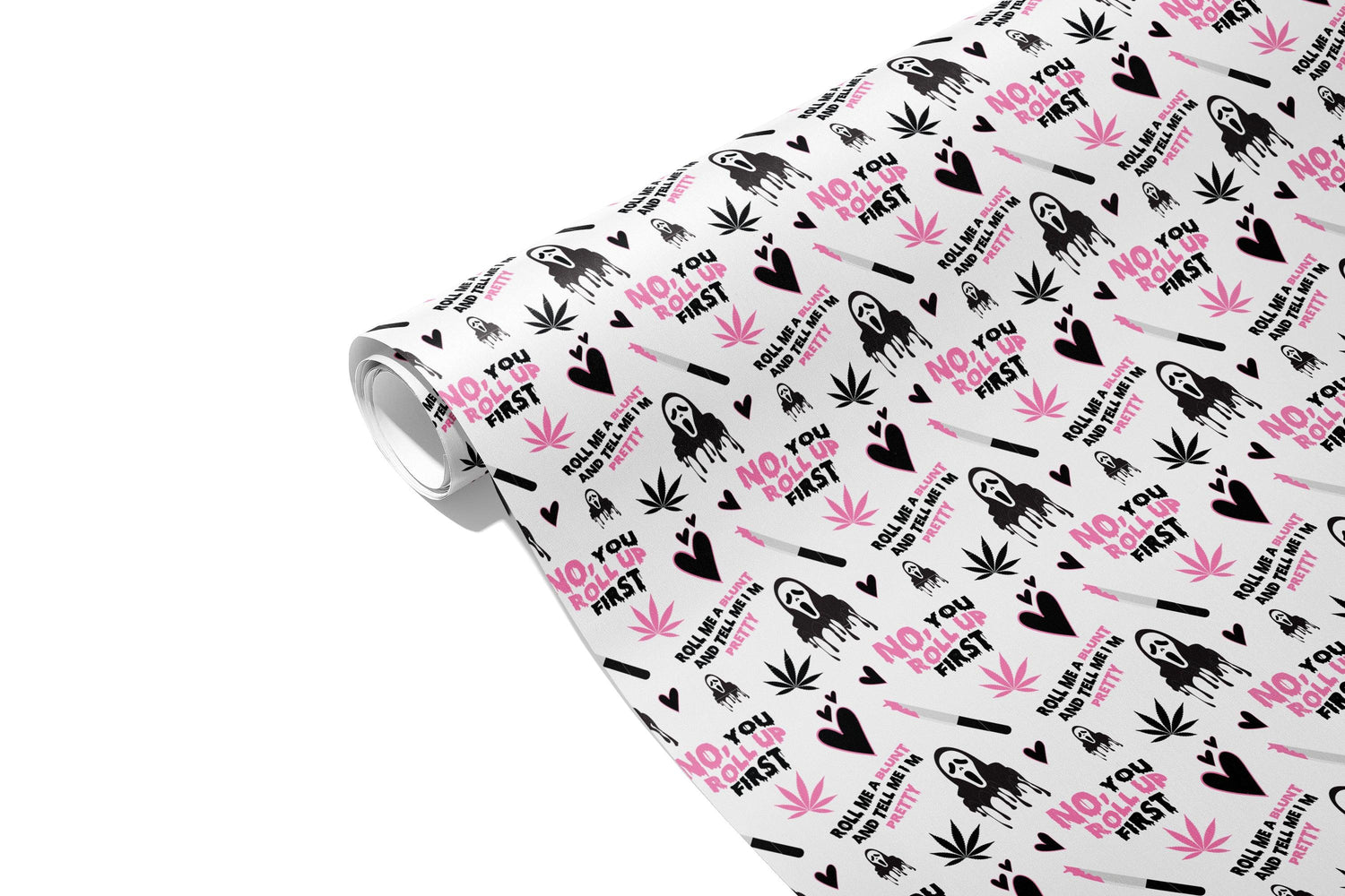 Scream halloween Wrapping Paper - KushKards 22&quot; x 29&quot; wide and has 3 sheets per roll with scream movie pattern 