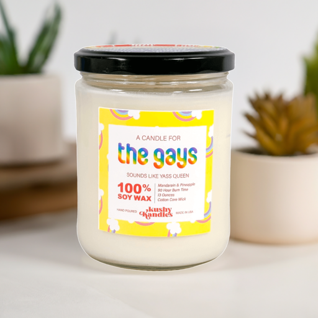 The Gays Candle on Counter