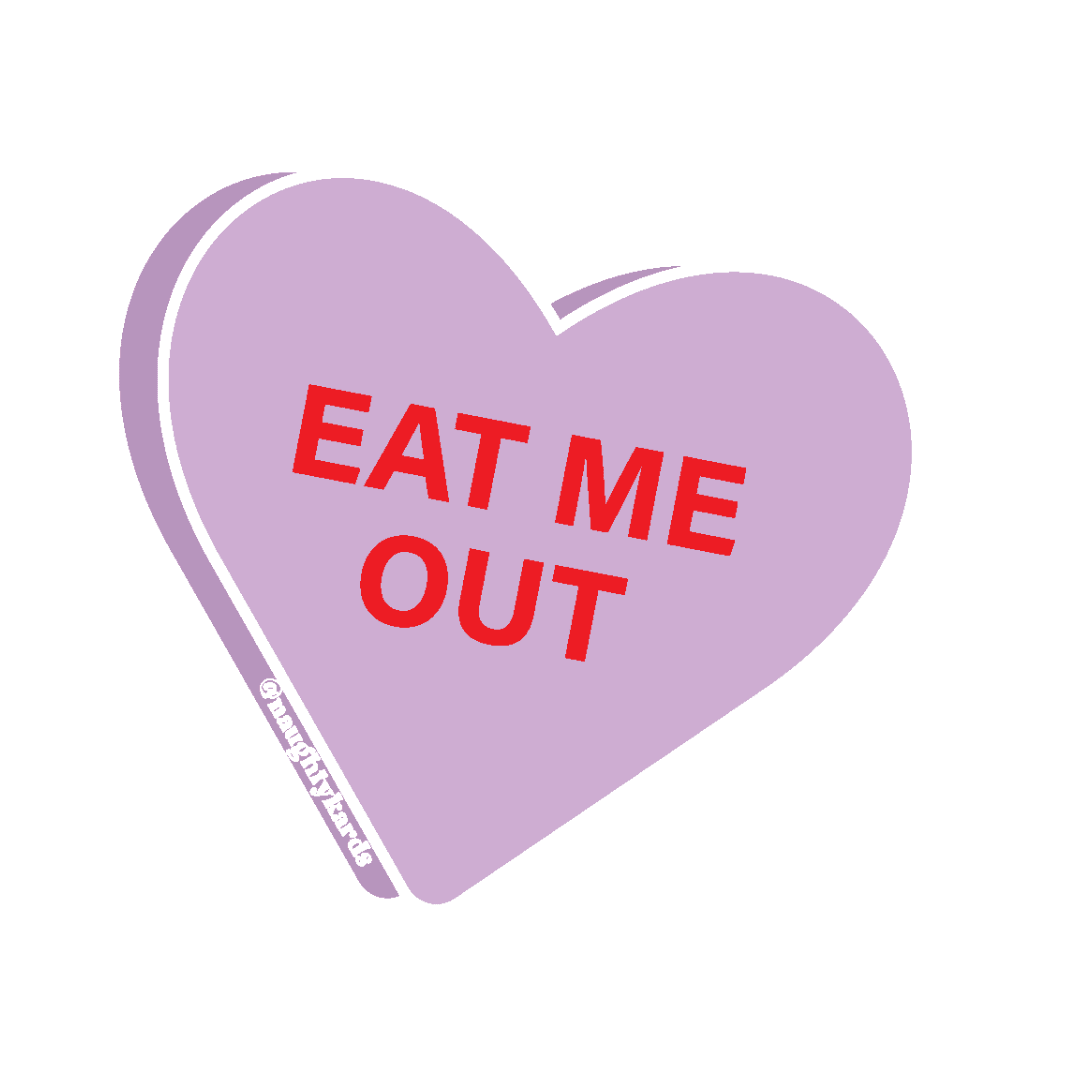 Purple heart-shaped sticker with &